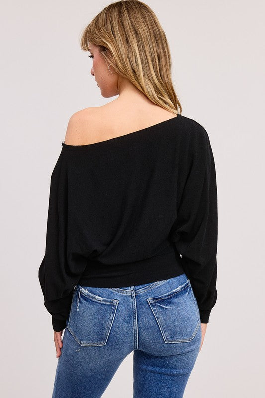 Nora Crepe Boatneck Knit Top