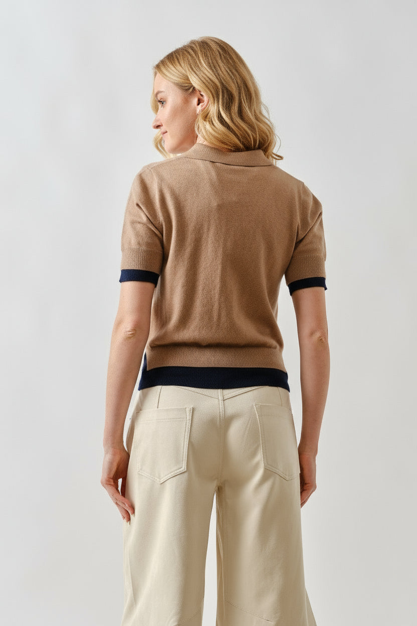 Emily Contrast Double Rib-band Collar Sweater