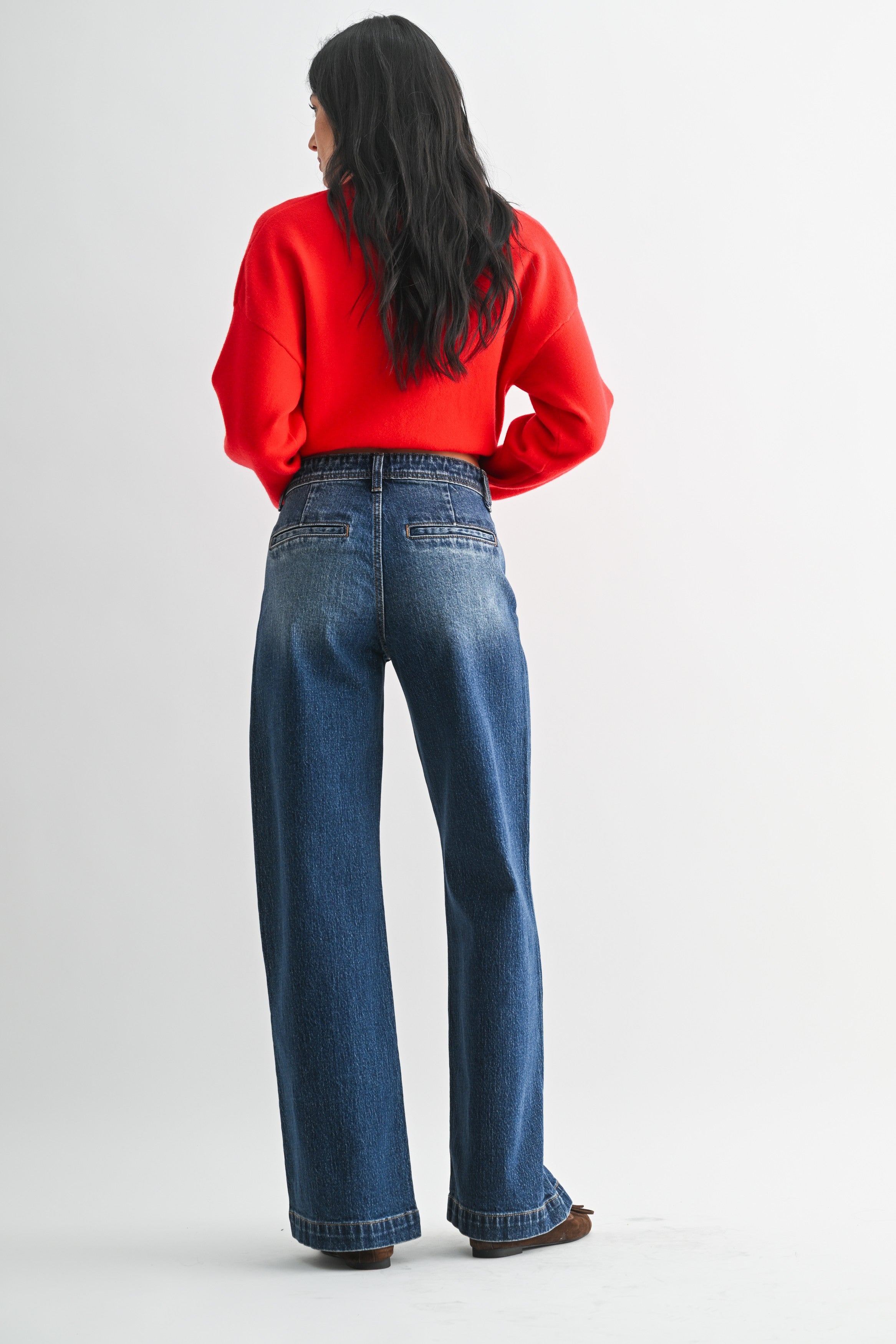 Magee Micro Patch Pocket Wide Leg Jeans