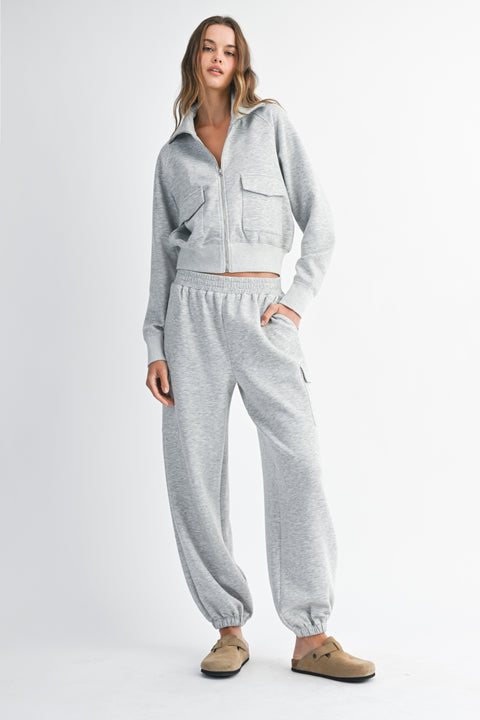 Keily Zip Up Sweatshirt and Cargo Pant Set