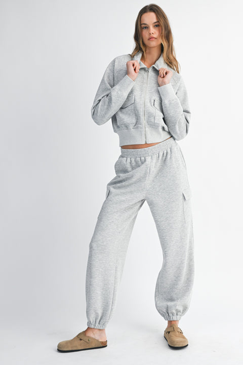 Keily Zip Up Sweatshirt and Cargo Pant Set
