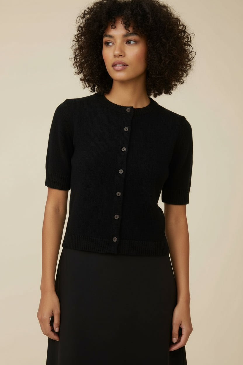 Corey Short Sleeve Button Down Knit Cardigan