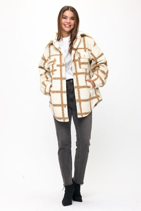 Riva Manhattan Grid Oversized Wool Coat