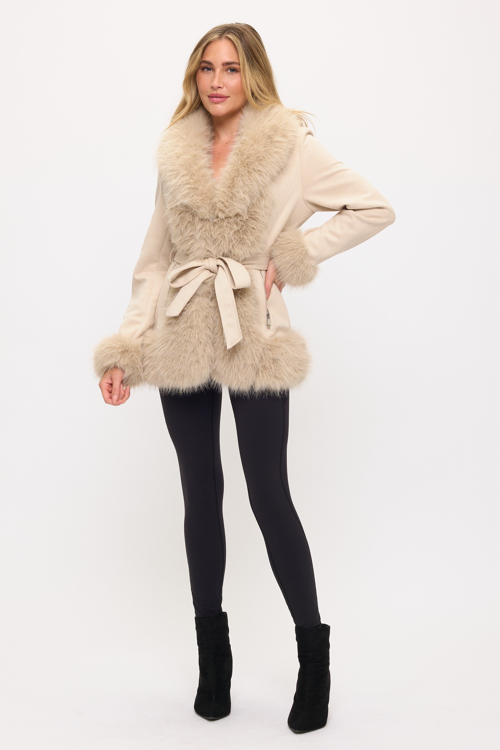 Ryann Lux Fur-Trimmed Coat