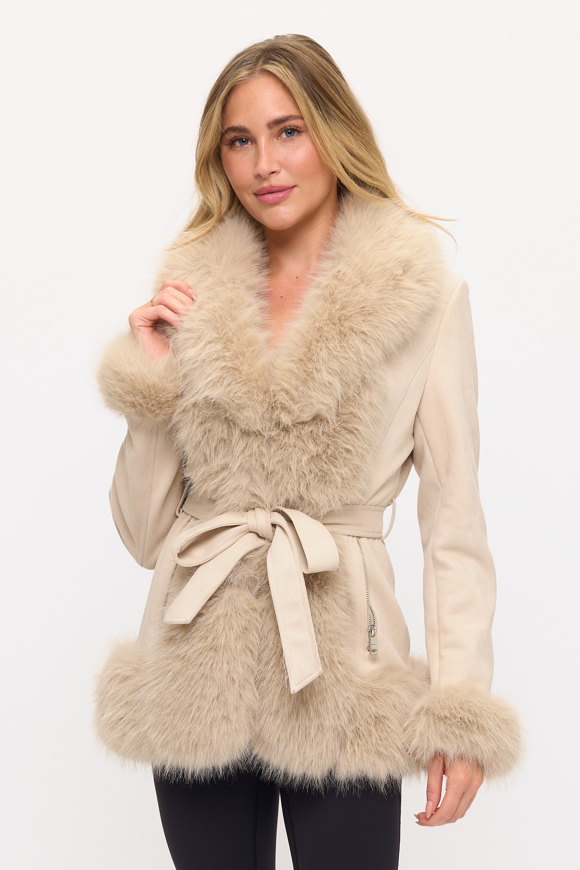 Ryann Lux Fur-Trimmed Coat