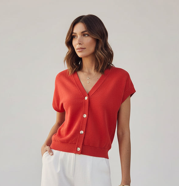 Sofia Cotton Button Down Sweater Vest