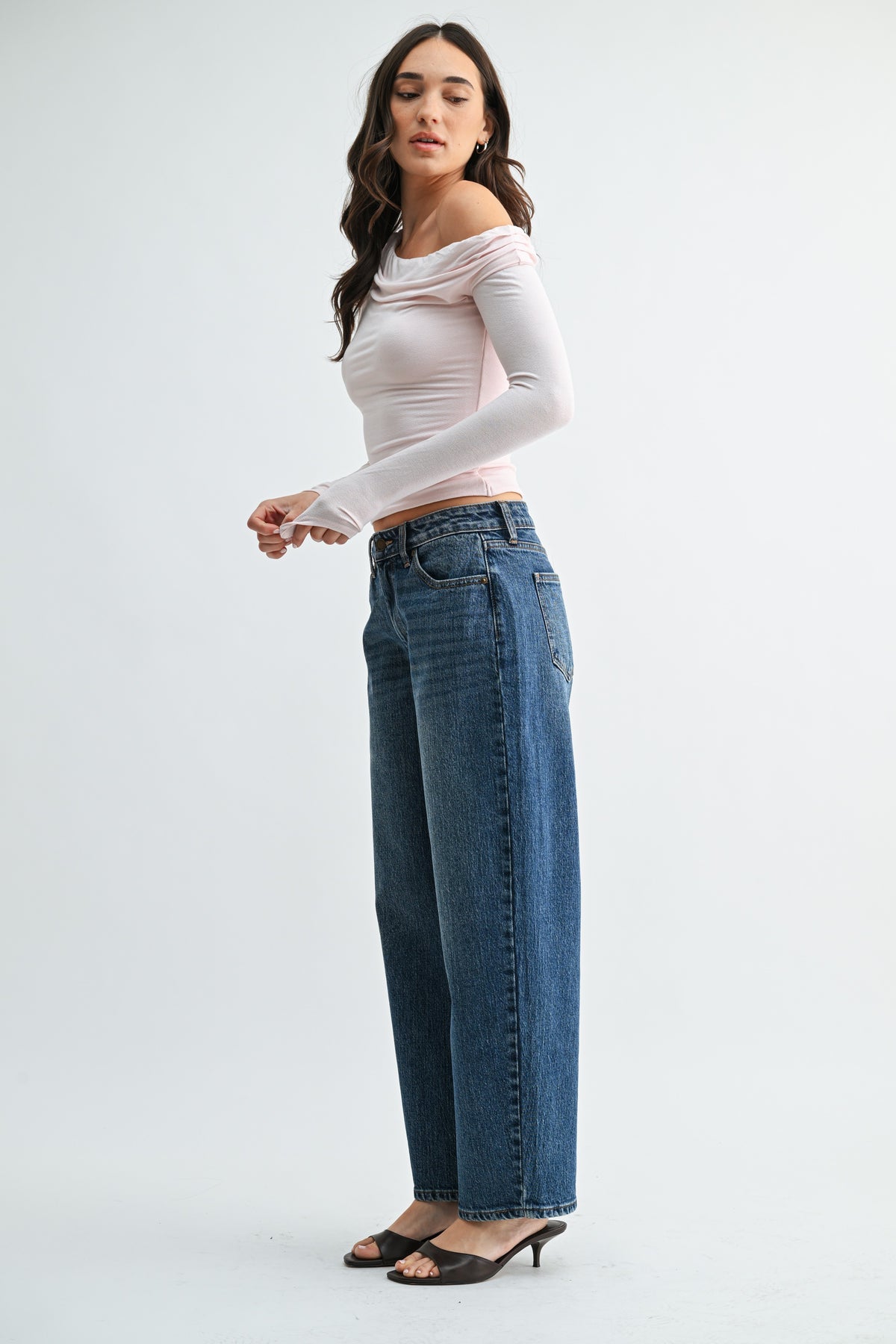 Solara Dark Wash High-Rise Barrel Leg Jeans