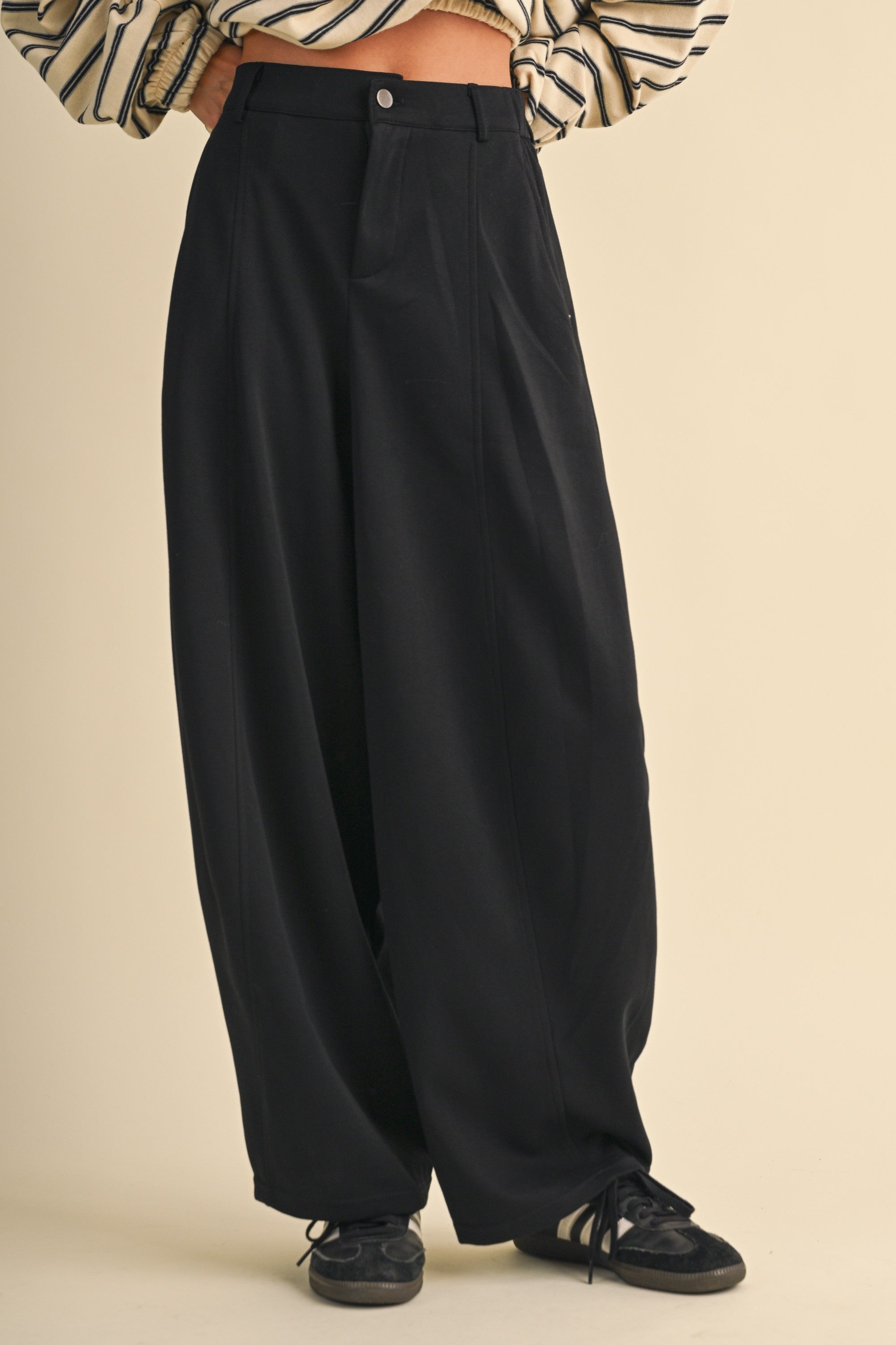Alessia Button Waist Wide Leg Joggers