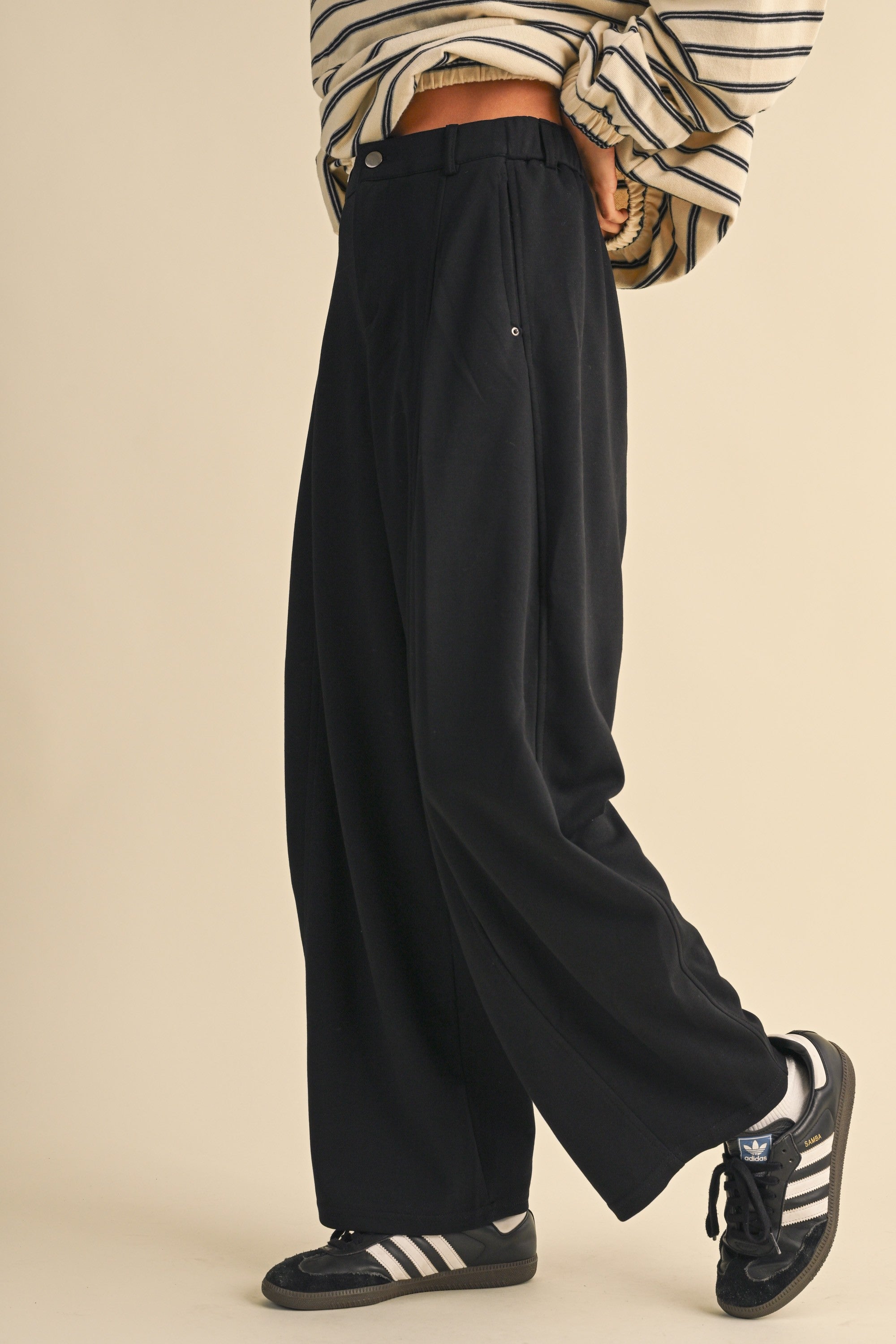 Alessia Button Waist Wide Leg Joggers