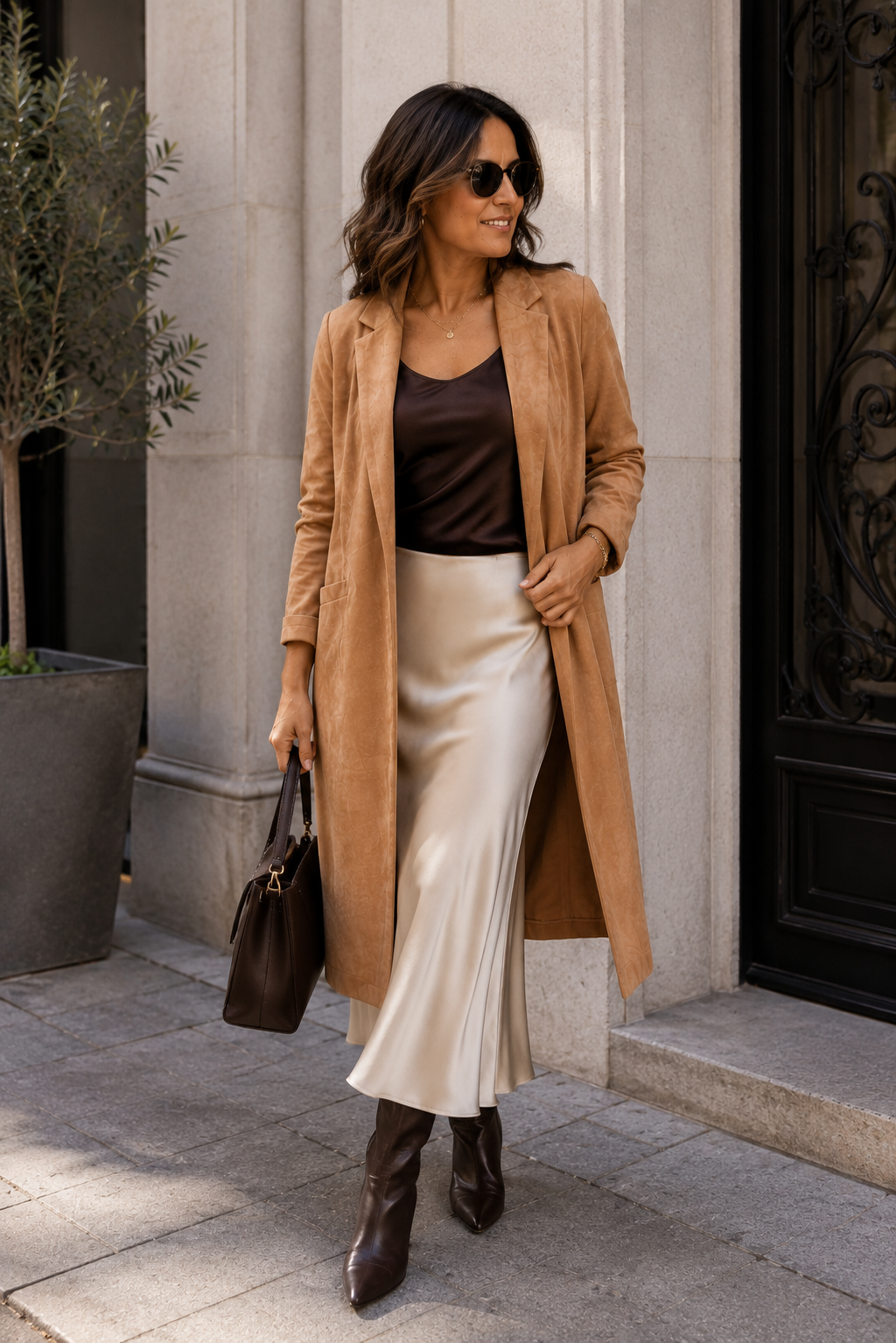 Maura Faux Suede Duster Coat