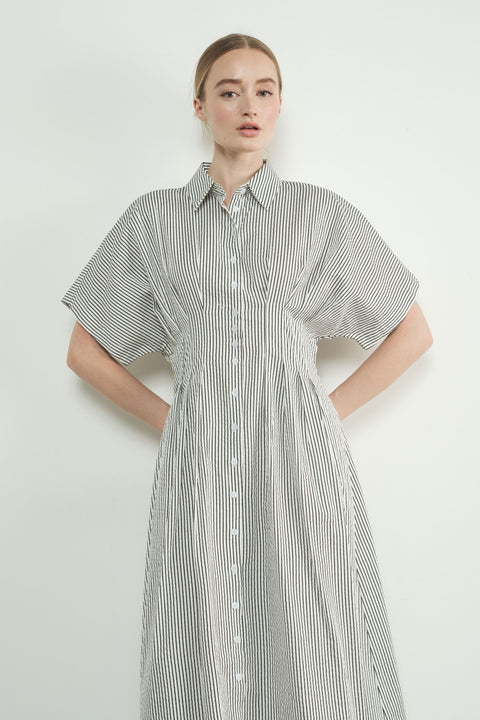 Soraya Button Front Pleated Midi Dress