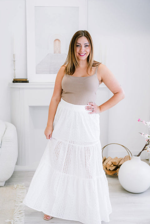 Tegan Eyelet Tier Skirt with Side Zipper