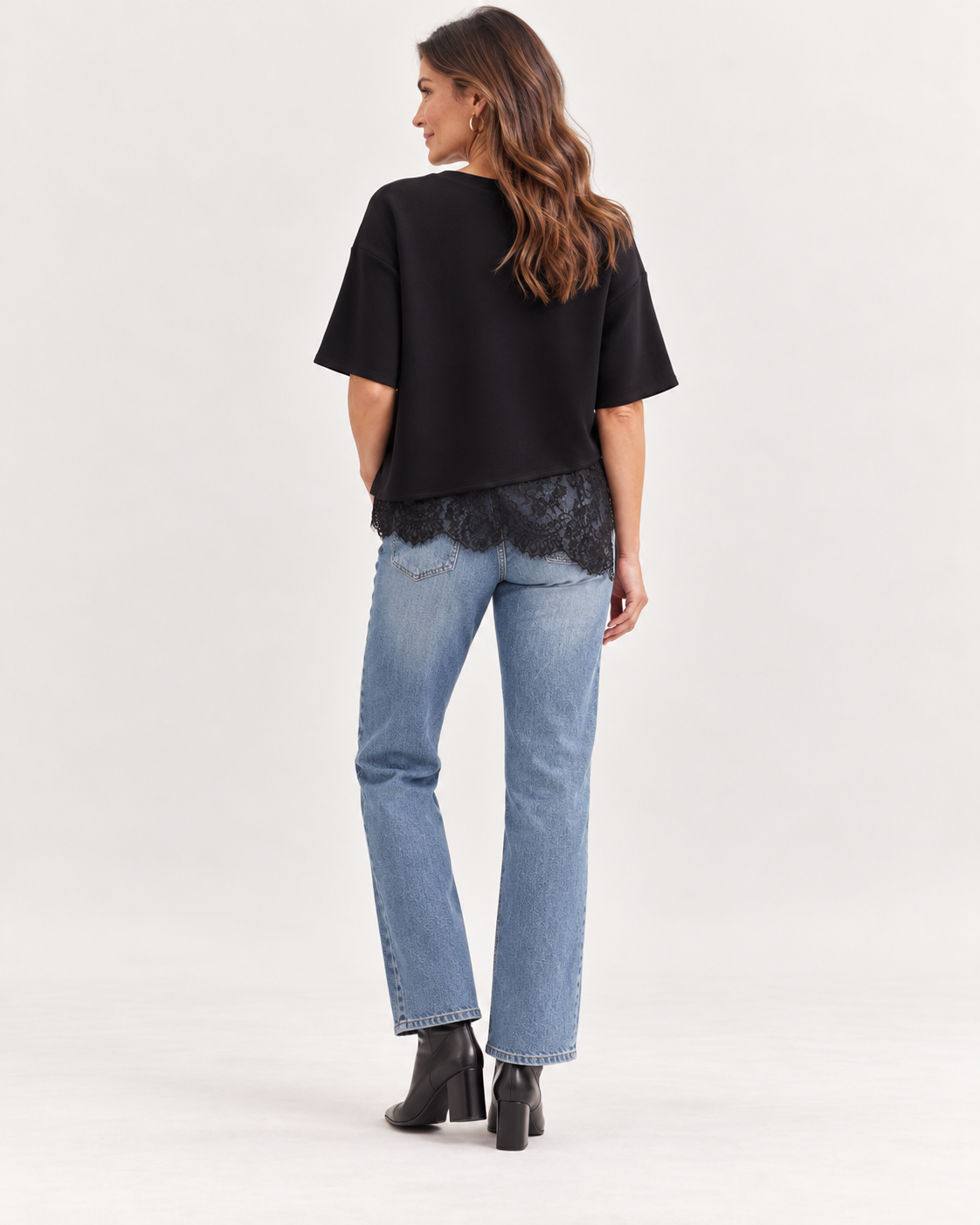 Aneesa Scallop Lace Hem Knit Top