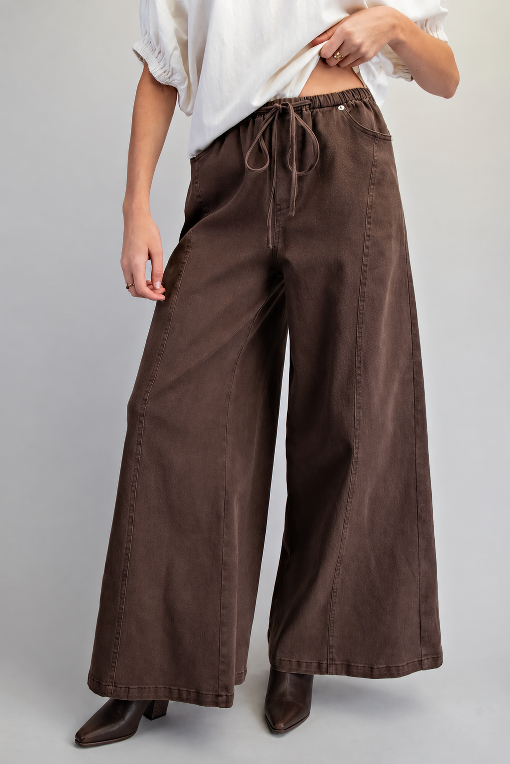 Florence Mineral Washed Waist Tie Wide Leg Pant