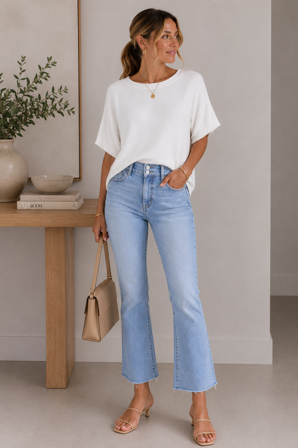 Asha Boxy Cropped Horizontal Ribbed Dolman Sweater Top