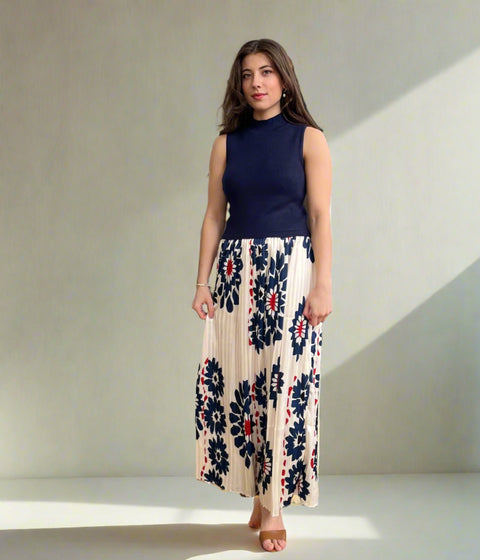 Penelope Printed Pleated Midi Dress