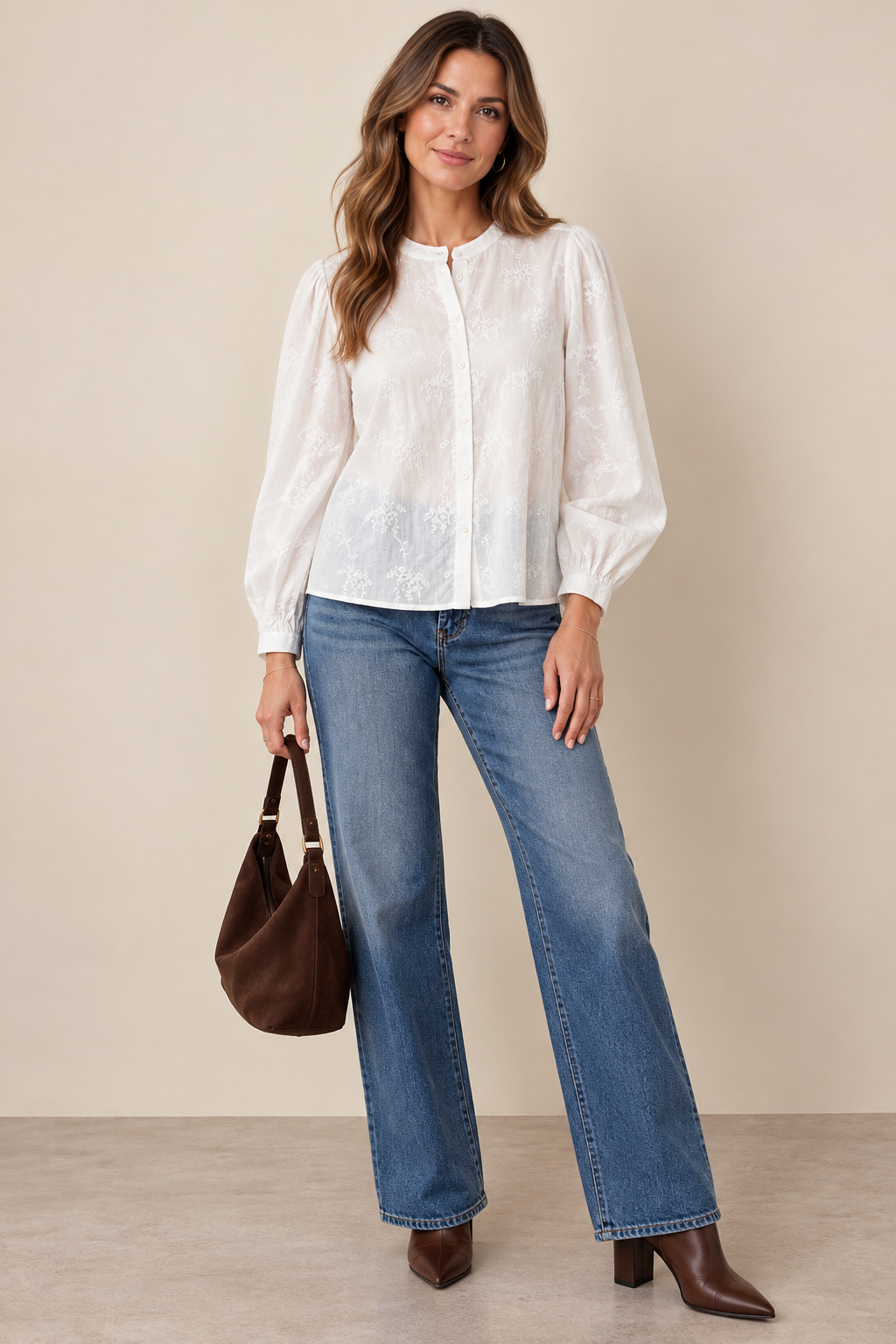 Hally Eyelet Embroidered Puff Sleeve Cotton Top