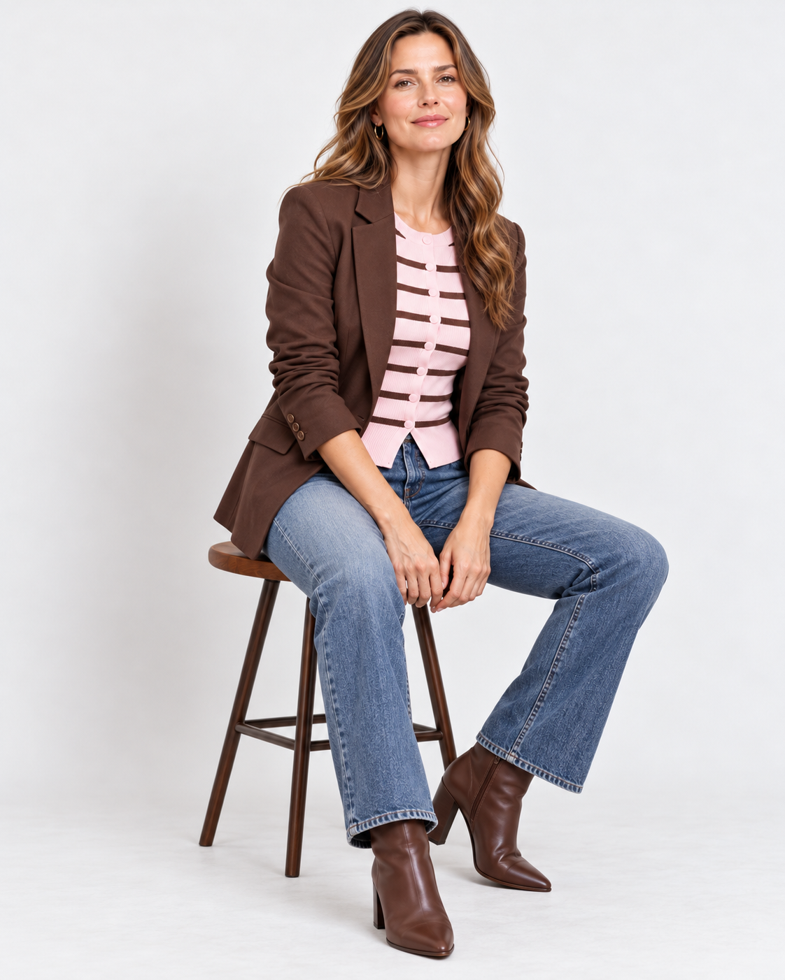 Karissa Ribbed Knit Striped Cropped Sweater Top