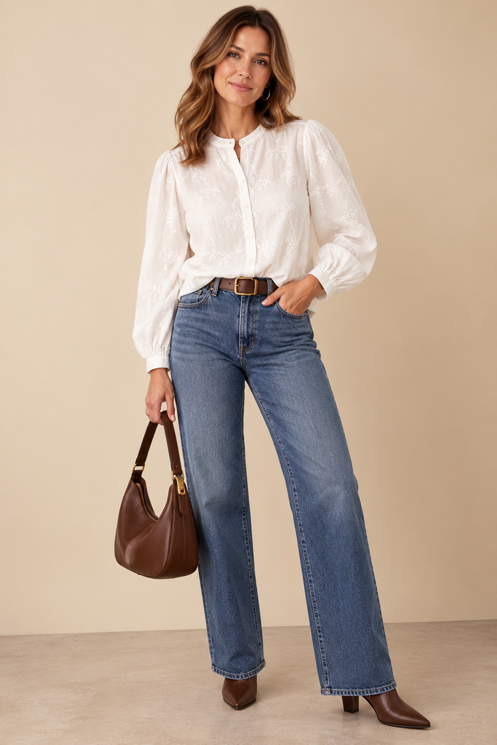 Hally Eyelet Embroidered Puff Sleeve Cotton Top