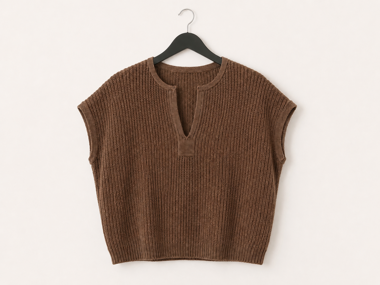 Alice Split Neck Sleeveless Knit Sweater