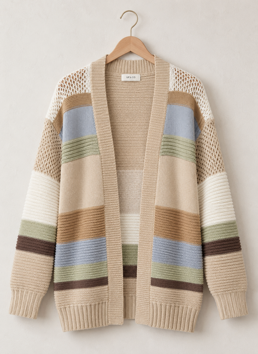 Lycka Multicoloured Textured Open Front Cardigan