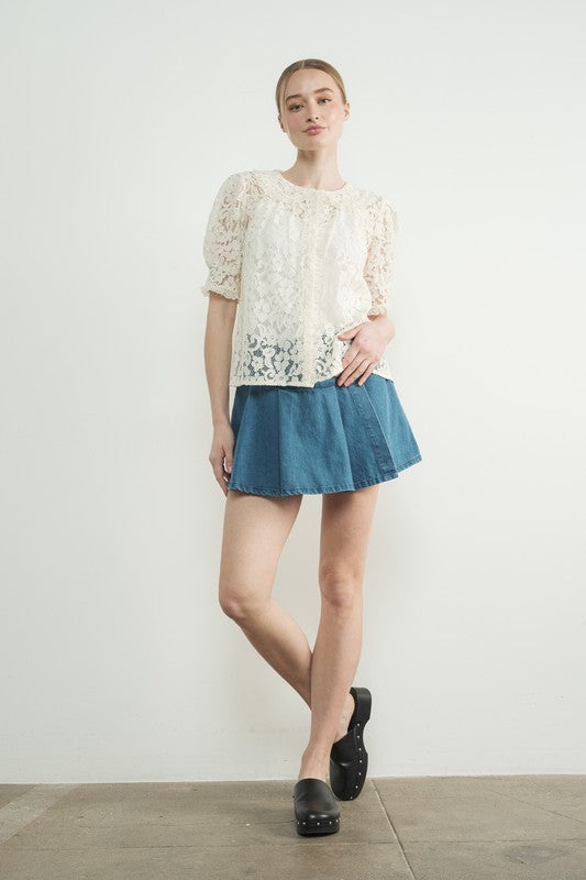 Brooklyn Peterpan Collar Lace Blouse