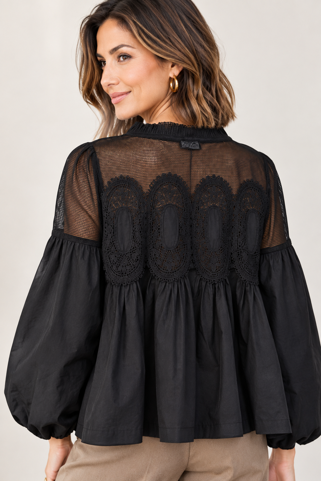 Anastasia Lace Detail Long Sleeve Blouse