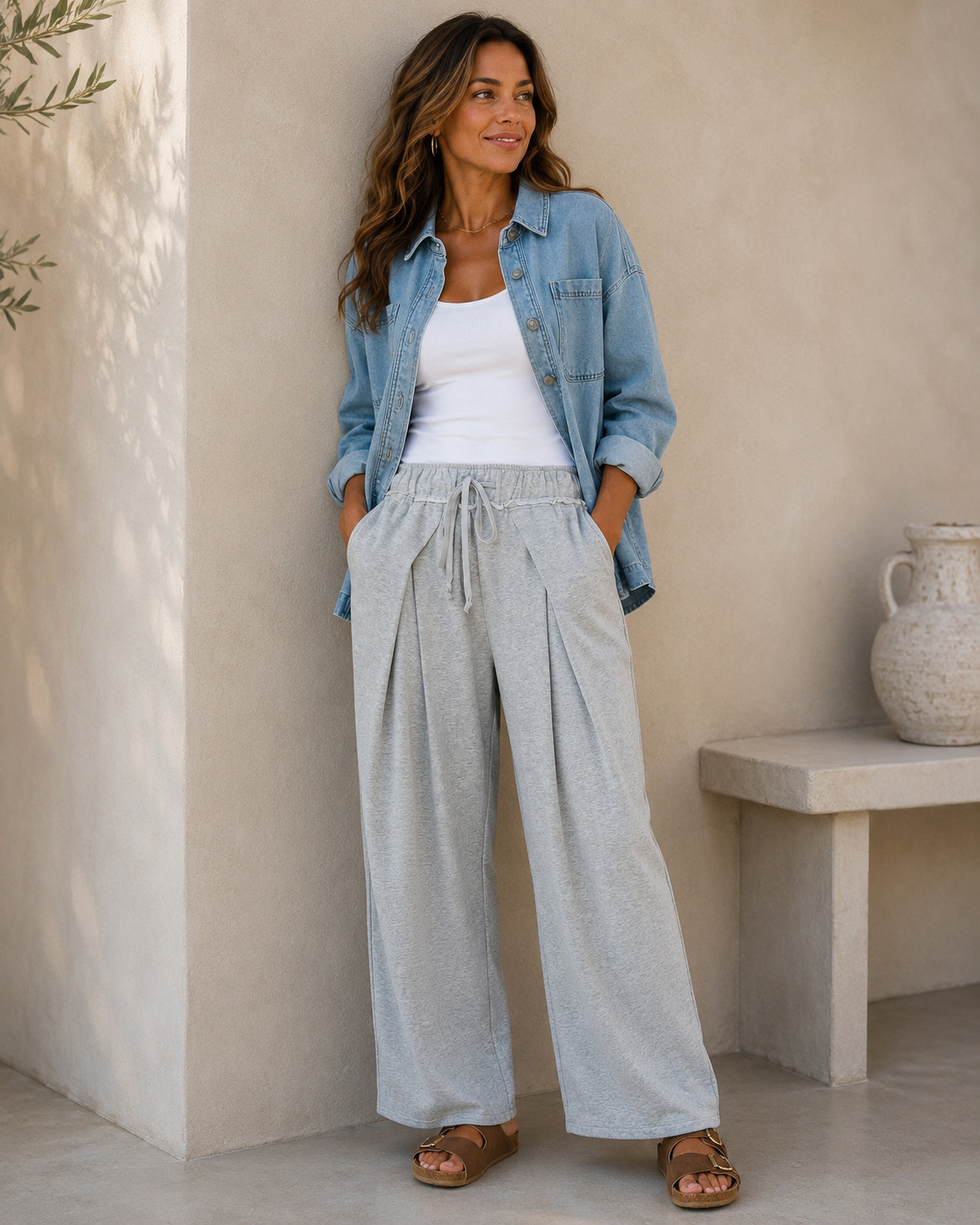 Maria Cotton Knit Balloon Leg Lounge Pant