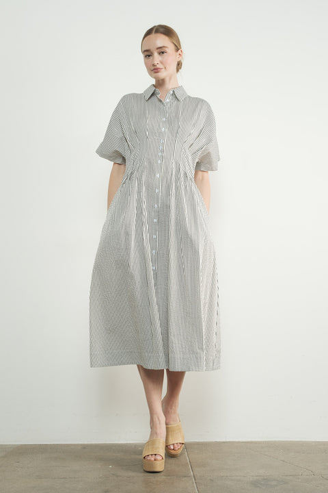 Soraya Button Front Pleated Midi Dress