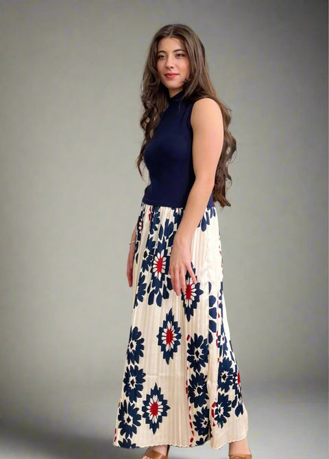 Penelope Printed Pleated Midi Dress