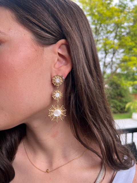 Sasha 3 Tier Sunburst Dangle Post Earring