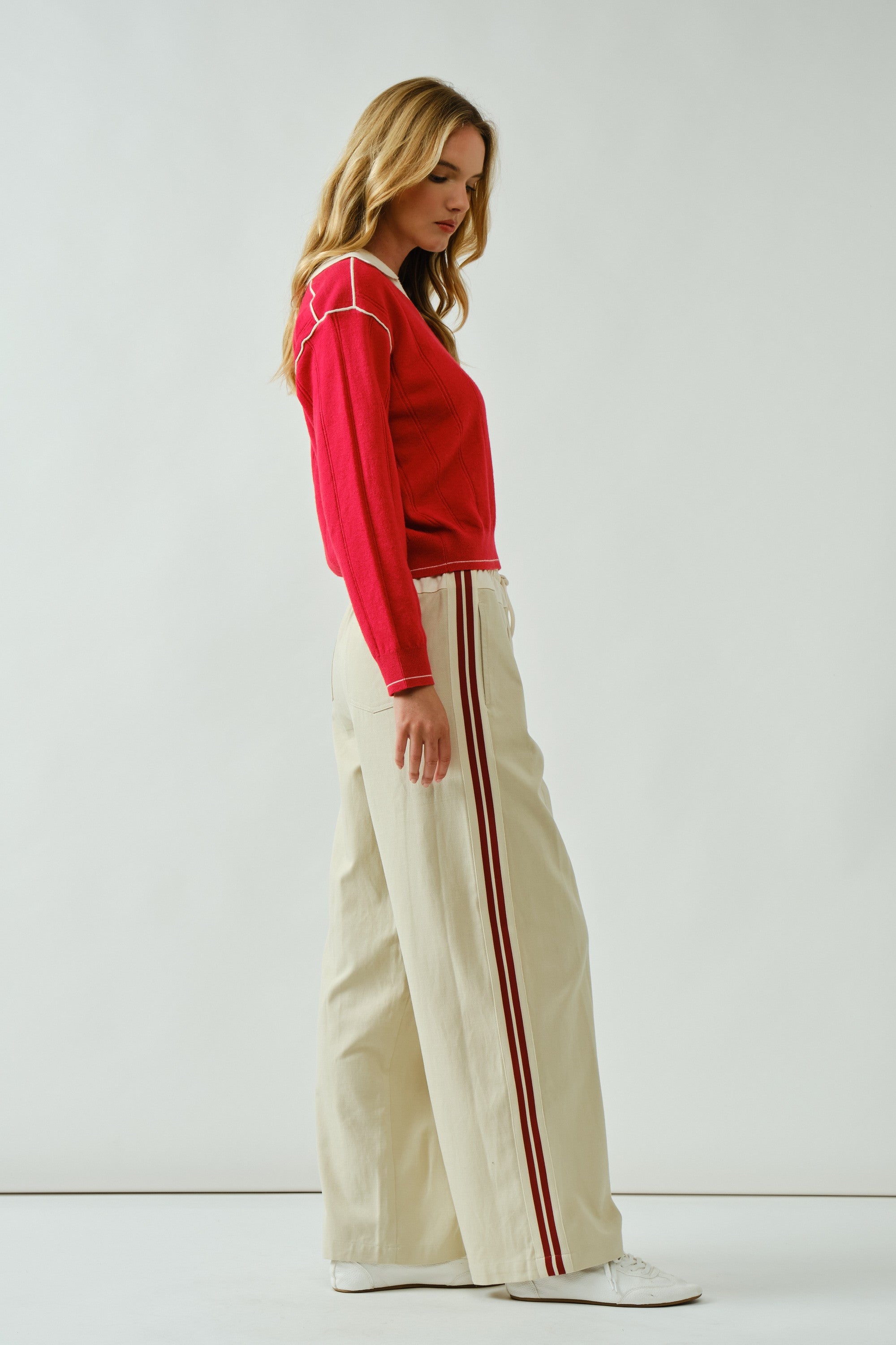 Reina Drawstring Cotton Wide Pants
