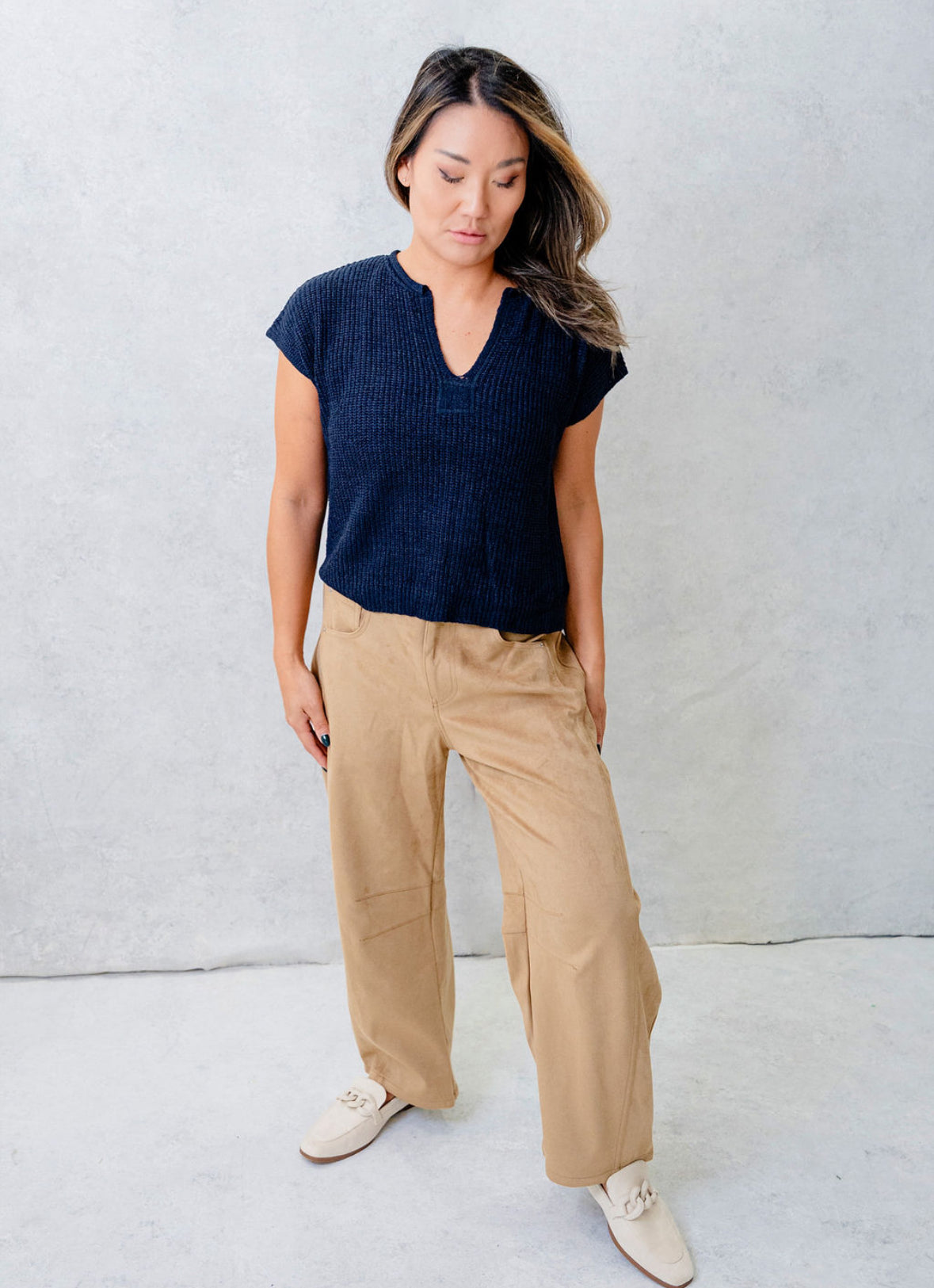 The Softest Suede Barrel Pants