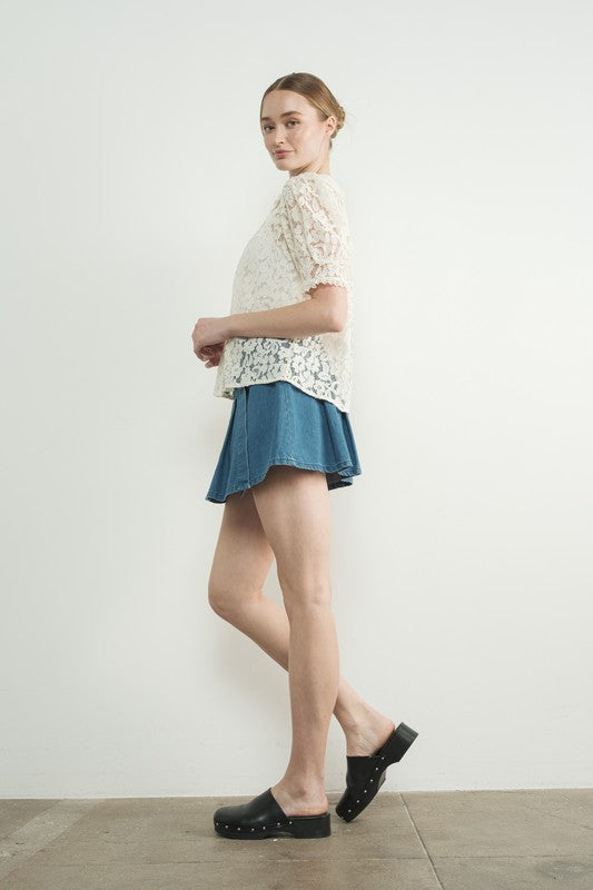 Brooklyn Peterpan Collar Lace Blouse