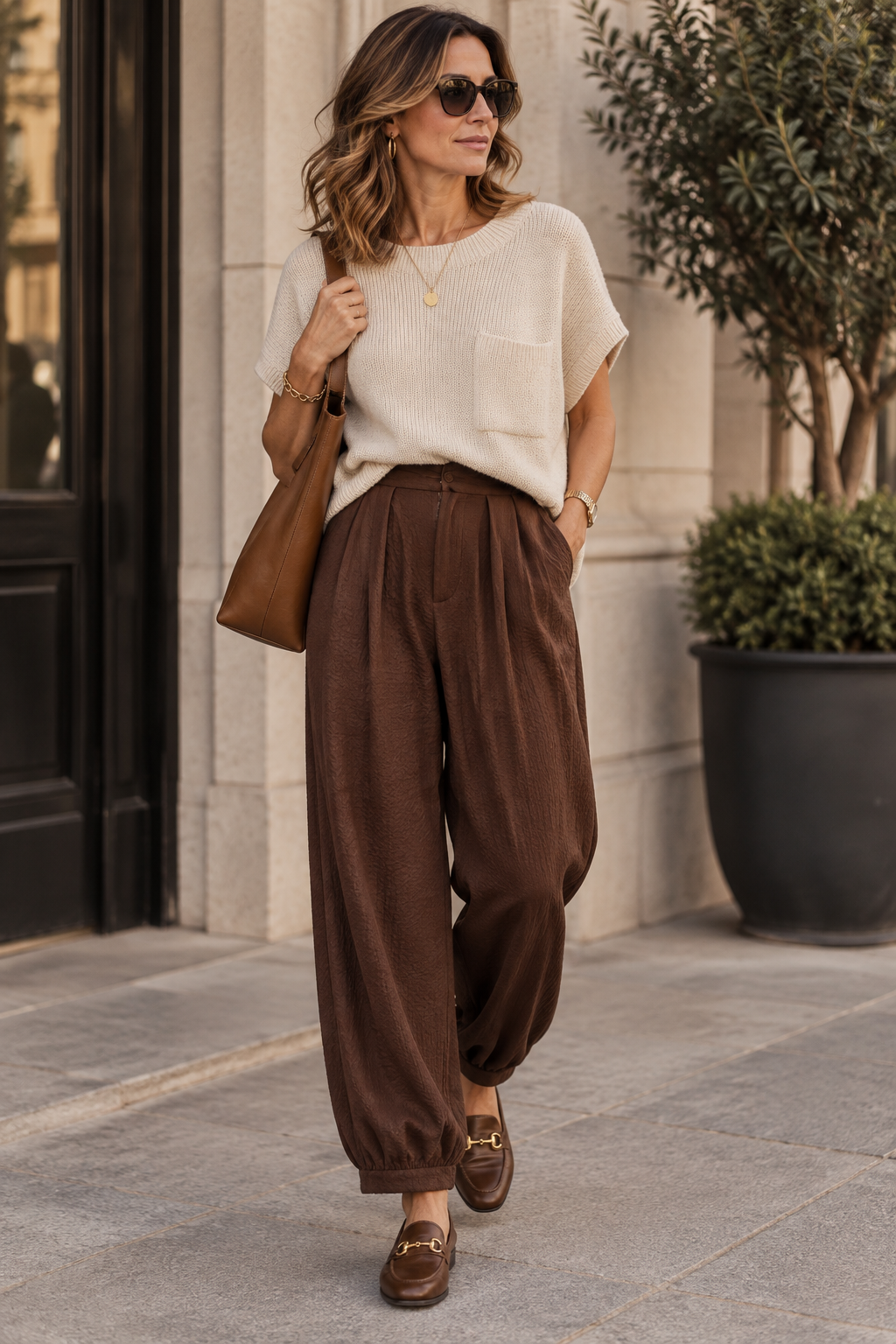 Valencia Pocket Detail Drop Shoulder Short Sleeve Sweater