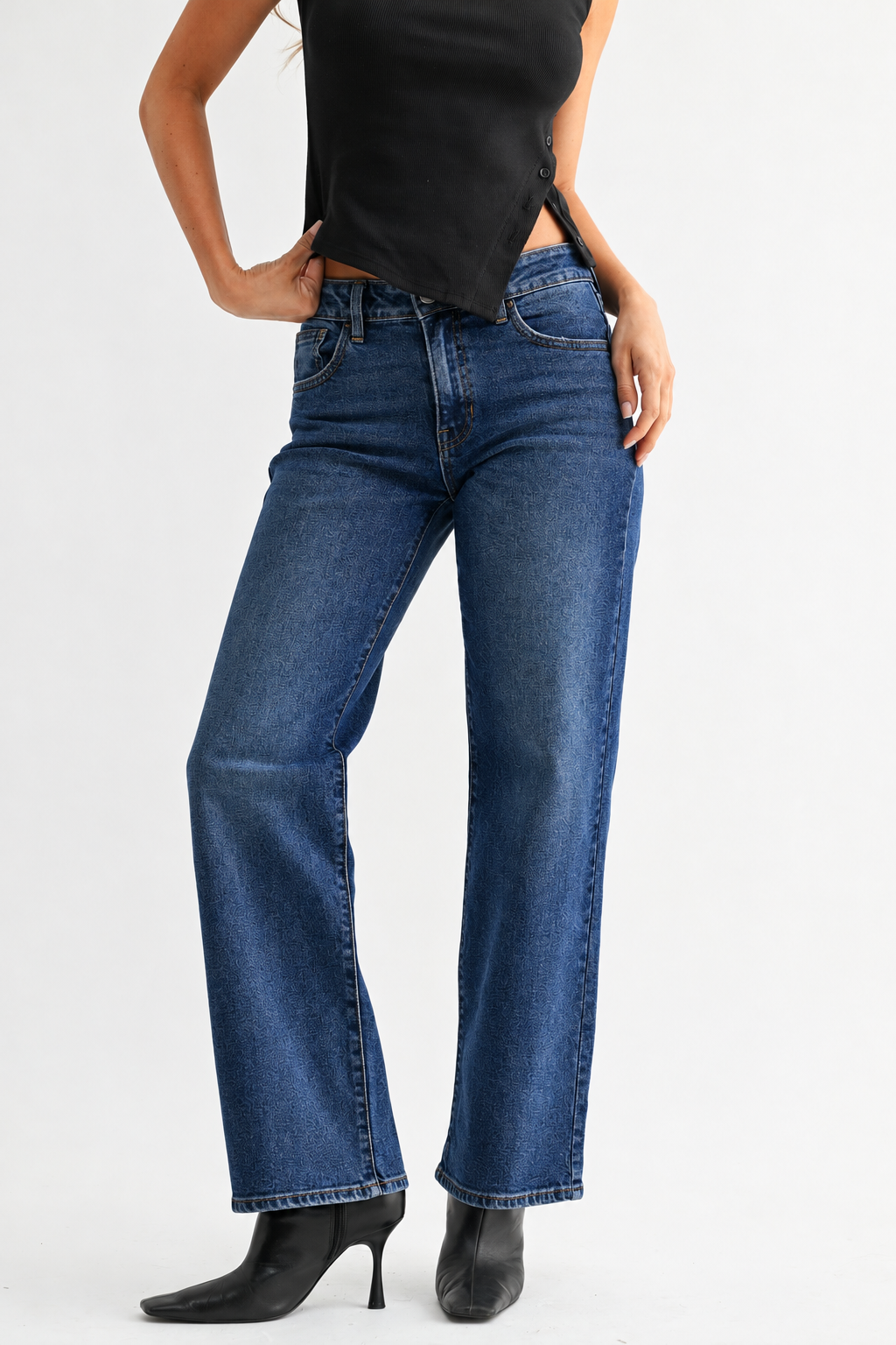 Arta Dark Wash Low-Rise Straight Leg Jeans