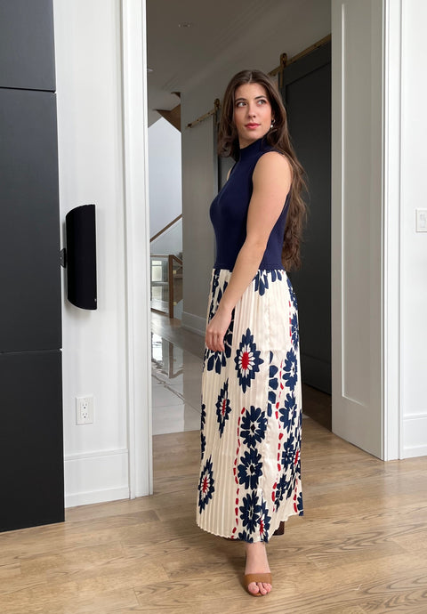 Penelope Printed Pleated Midi Dress