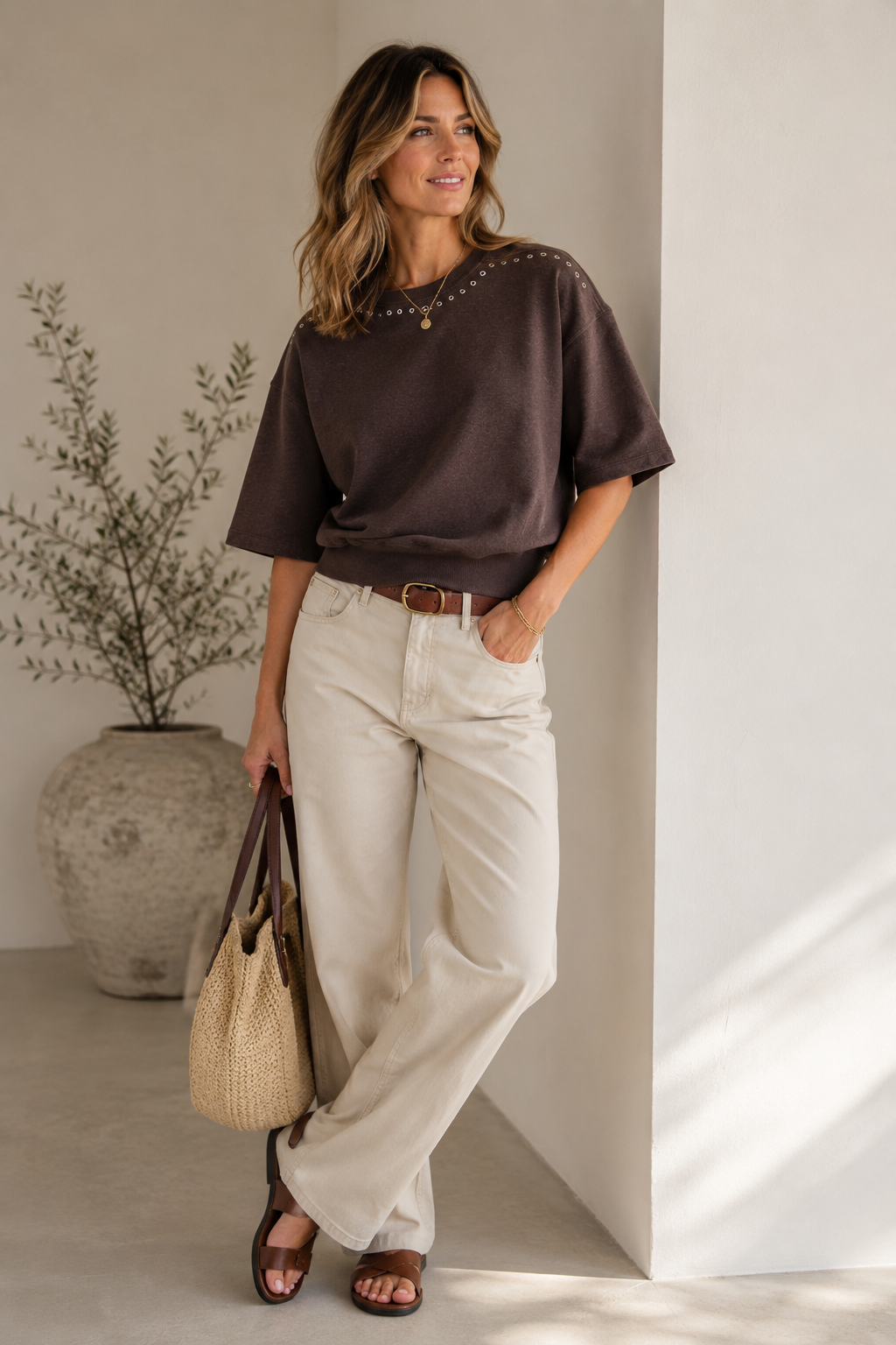 Carlota Grommet Detail Short Sleeve Sweatshirt
