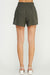 Melanie Linen Blend Olive shorts with double buckle