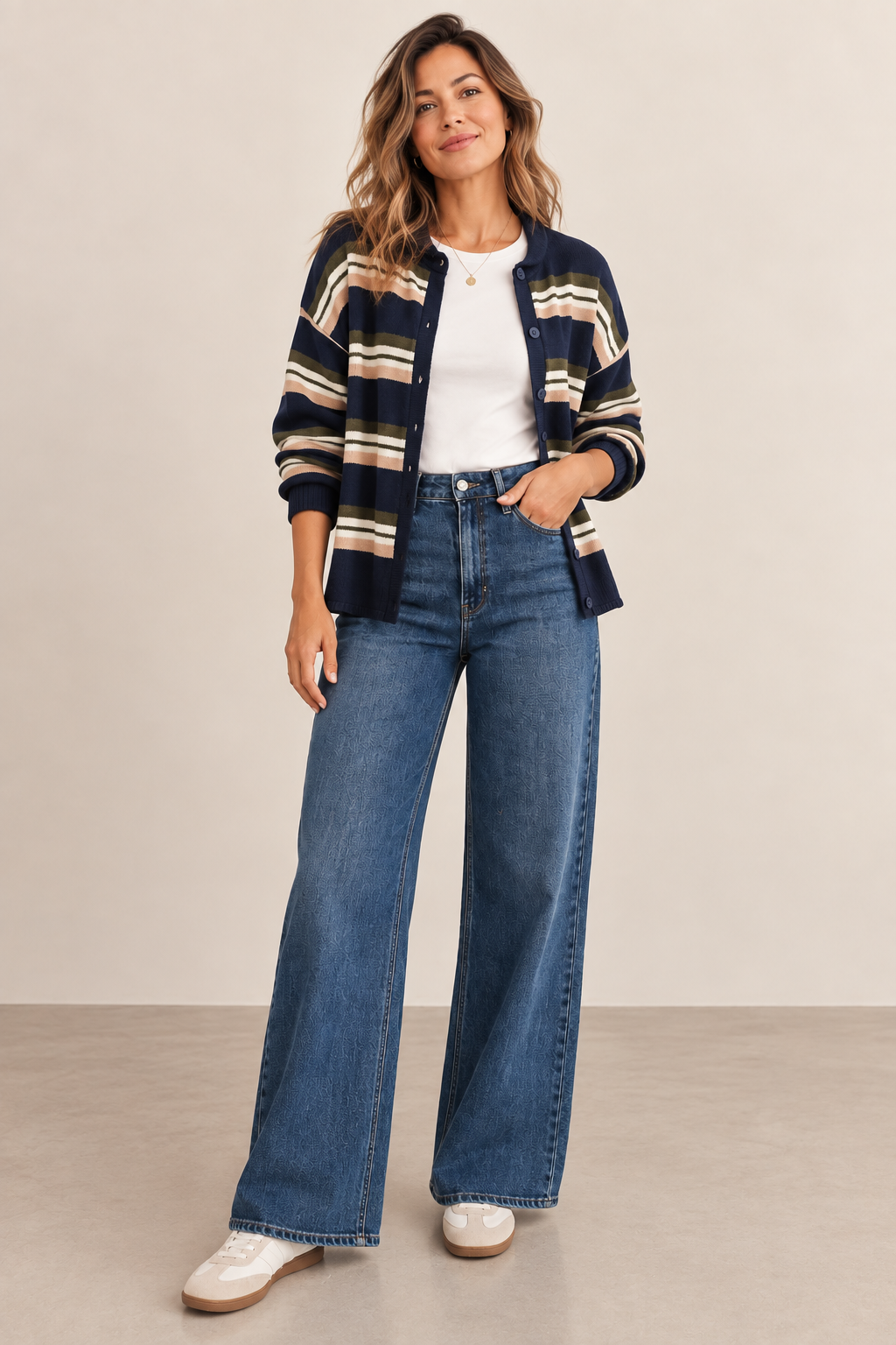 Emillia Multi Colour Stripe Knit Cardigan