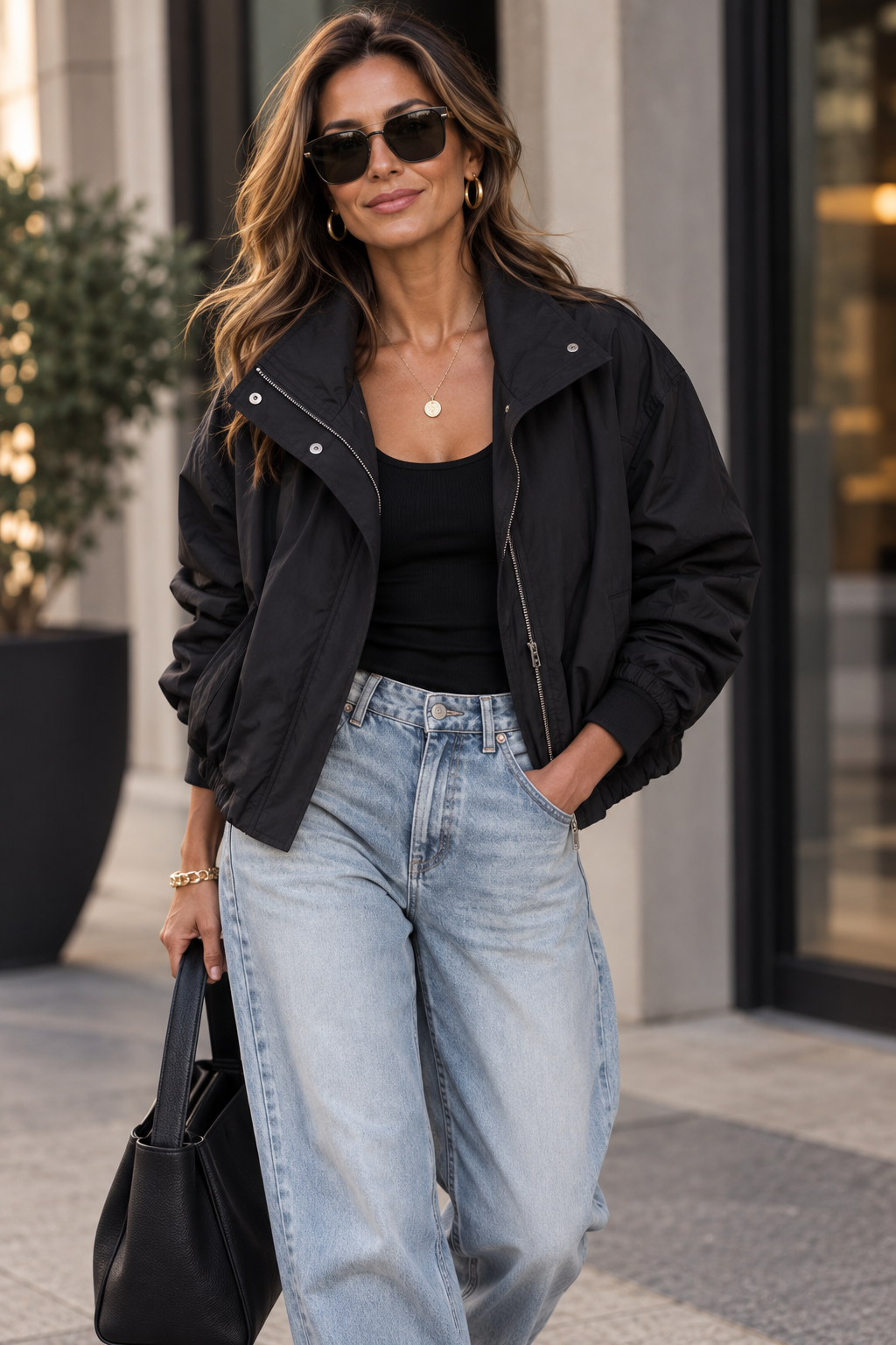 Katya Zip-Up Mock Neck Elastic Hem Jacket