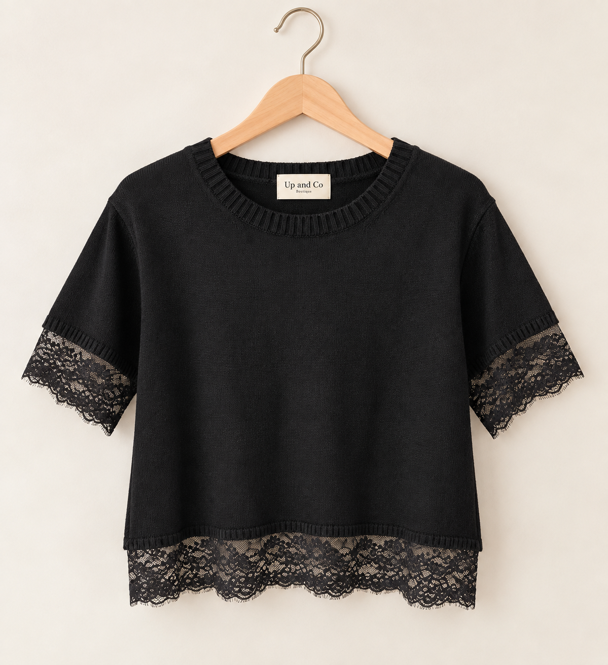 Becca Sweater tee with Lace Detail