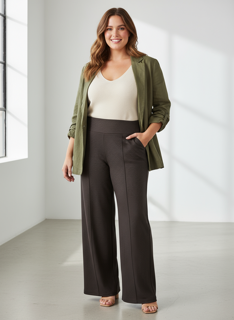 Most Comfortable Wide Leg Slip On Henley Pant