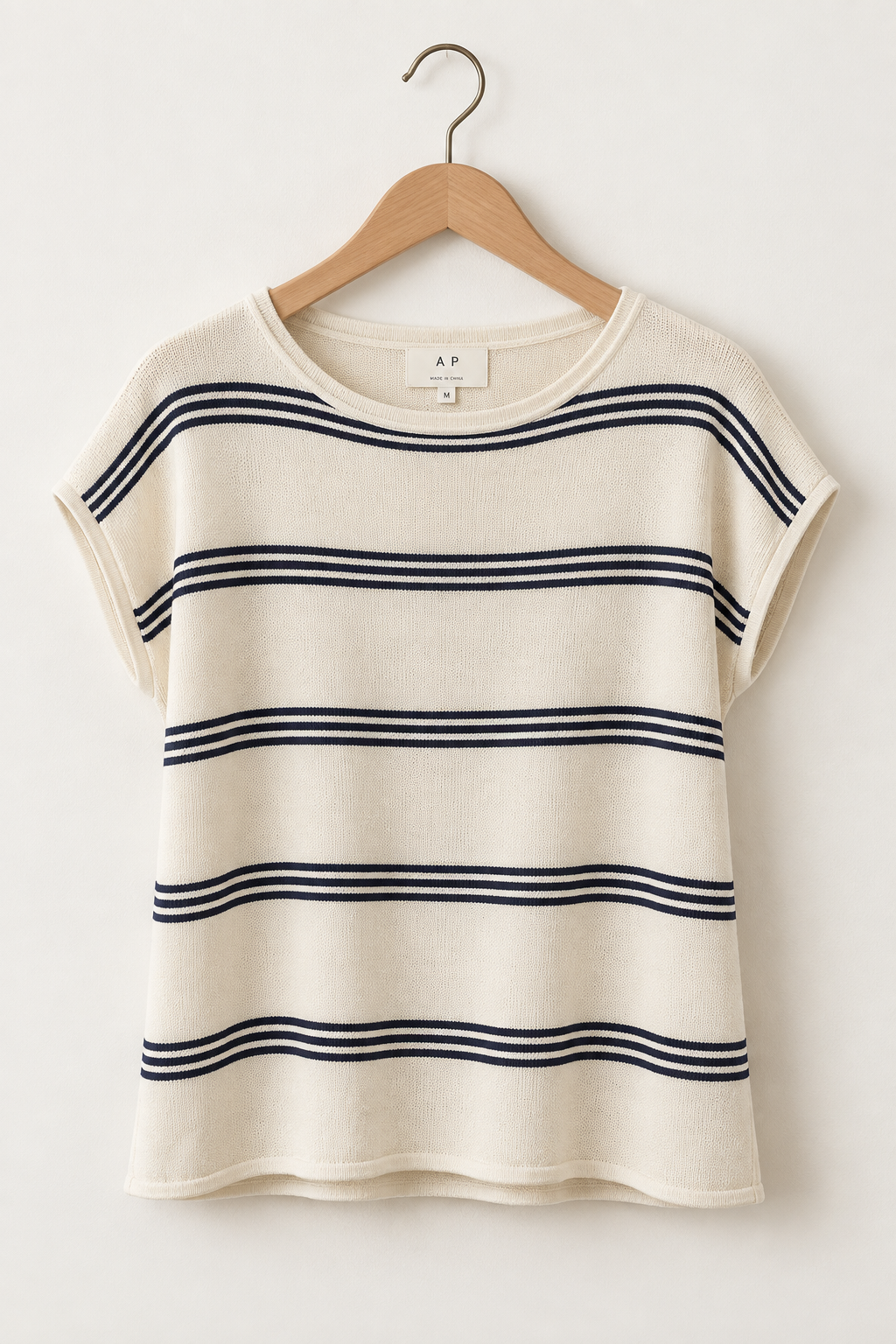 Kysha Ultra Soft Triple Striped Cap Sleeve Knit Sweater Top