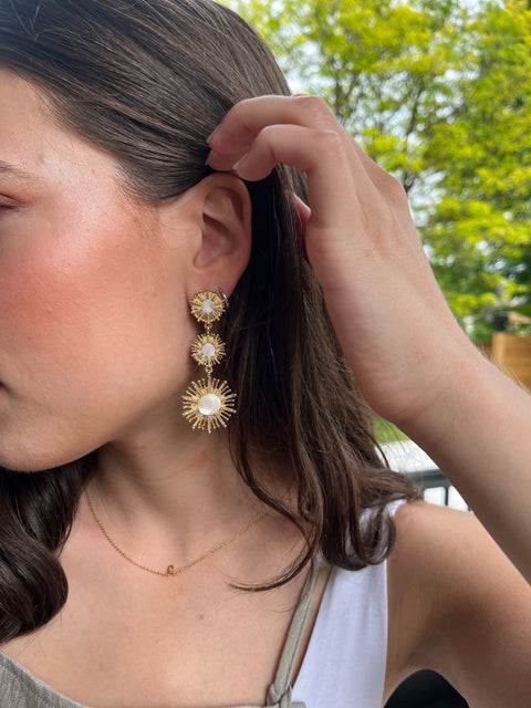 Sasha 3 Tier Sunburst Dangle Post Earring