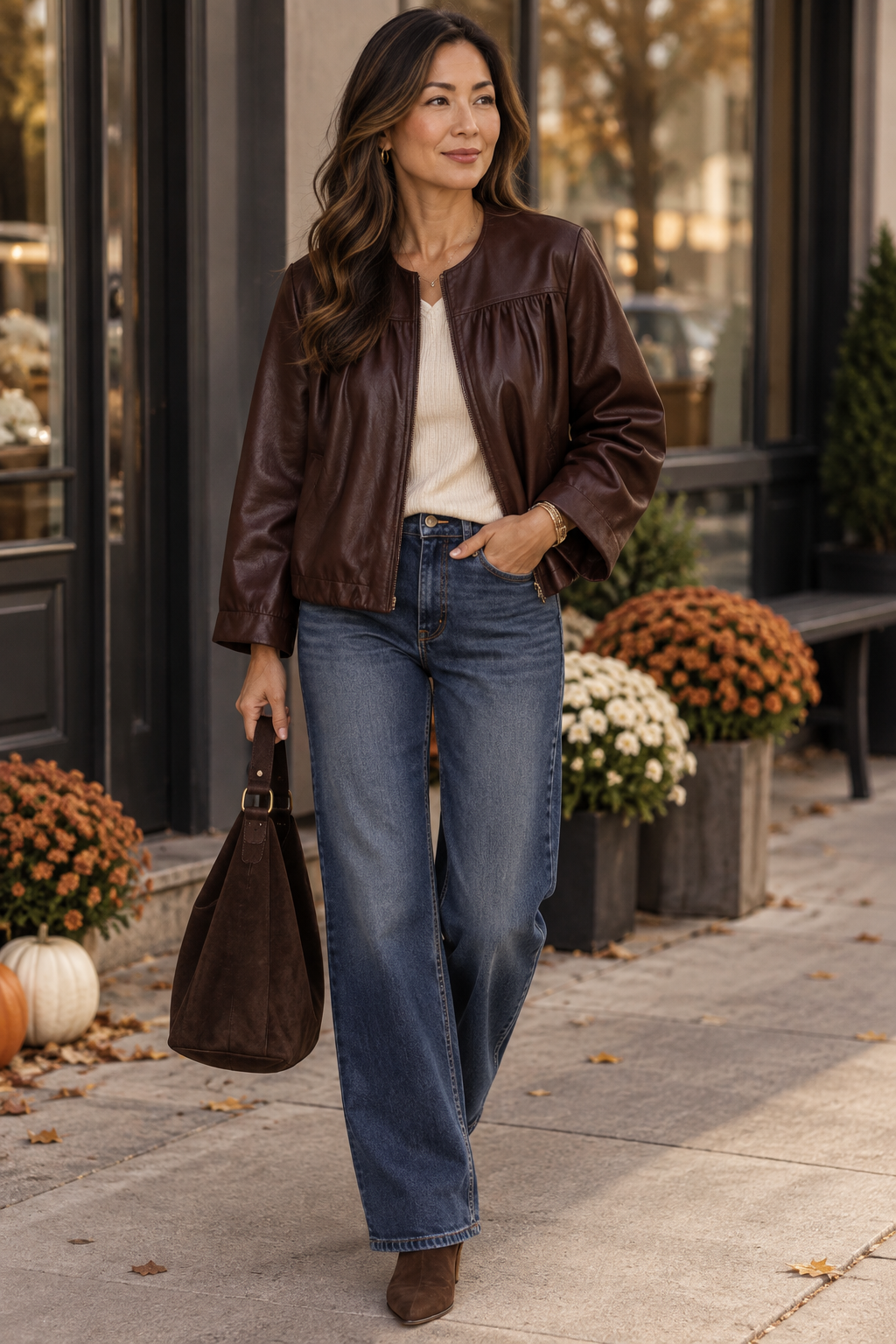 Janet Balloon Bomber Vegan Leather Jacket