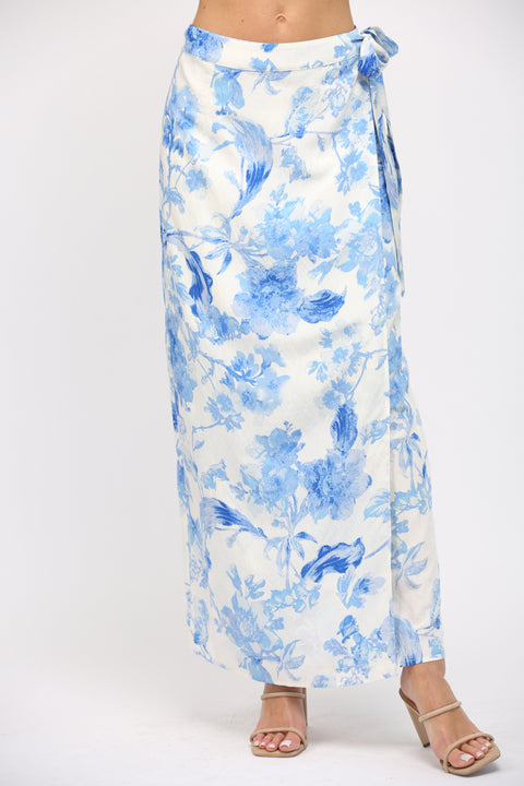 Cecile Floral Print Wrap Maxi Skirt
