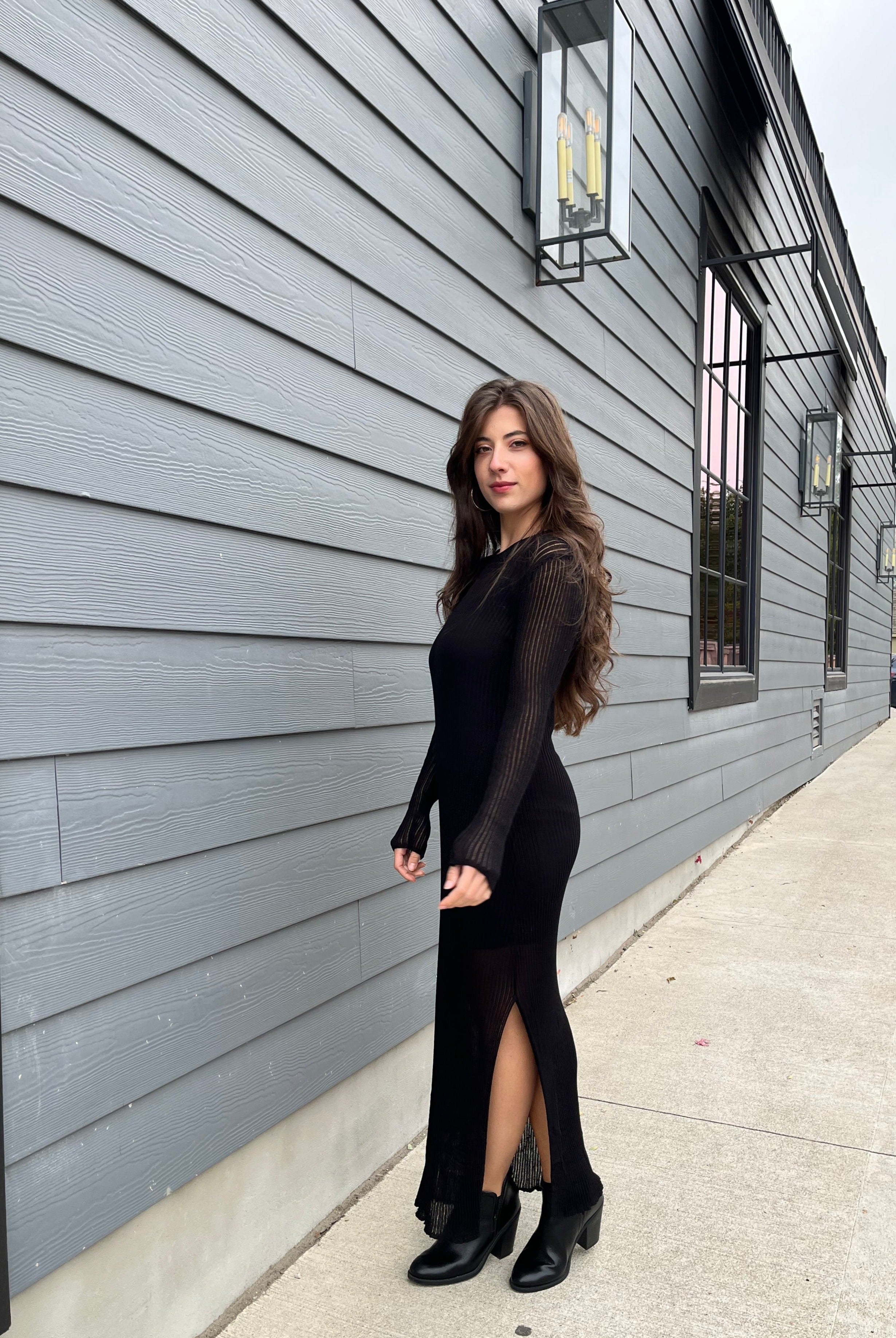 Piper Sheer Rib Knit Midi Dress