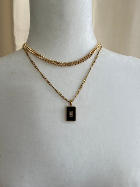 Kylie Dainty Necklace with a Black Rectangle Cubic Zirconia