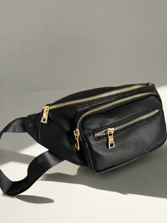 Lavina Waist Bag - Black & Taupe